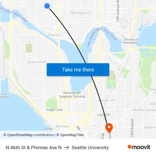 N 46th St & Phinney Ave N to Seattle University map