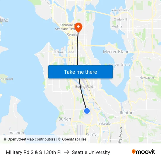 Military Rd S & S 130th Pl to Seattle University map