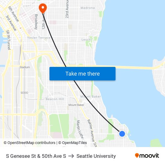 S Genesee St & 50th Ave S to Seattle University map