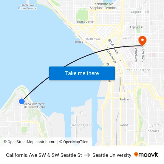 California Ave SW & SW Seattle St to Seattle University map