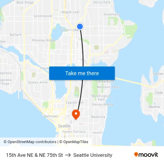 15th Ave NE & NE 75th St to Seattle University map