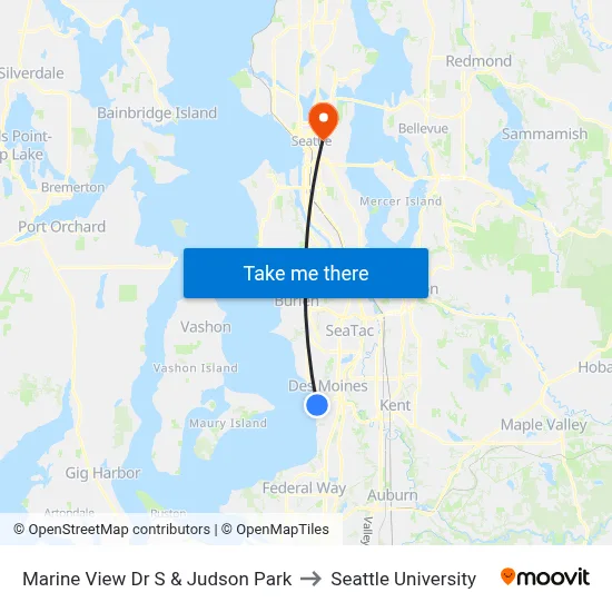 Marine View Dr S & Judson Park to Seattle University map