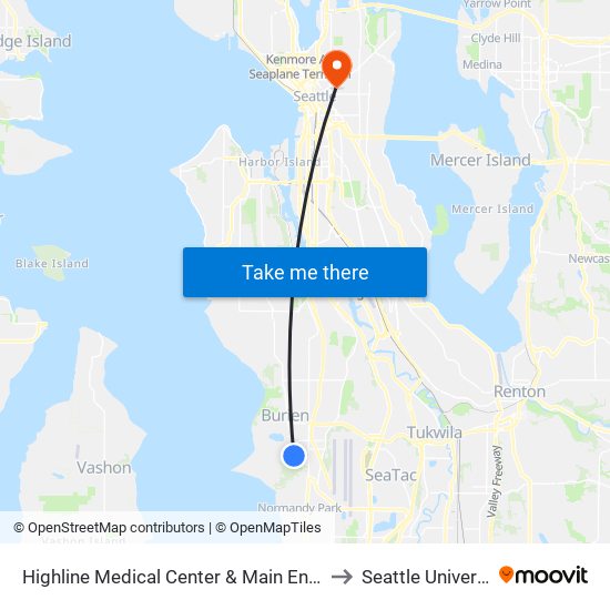 Highline Medical Center & Main Entrance to Seattle University map