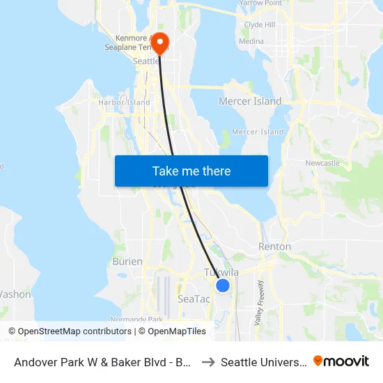 Andover Park W & Baker Blvd - Bay 2 to Seattle University map