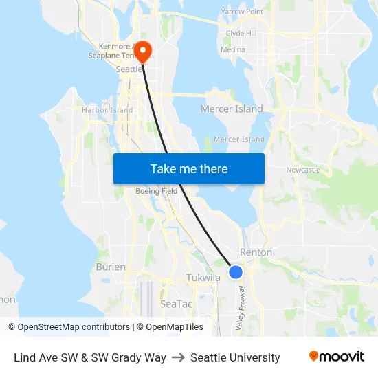 Lind Ave SW & SW Grady Way to Seattle University map