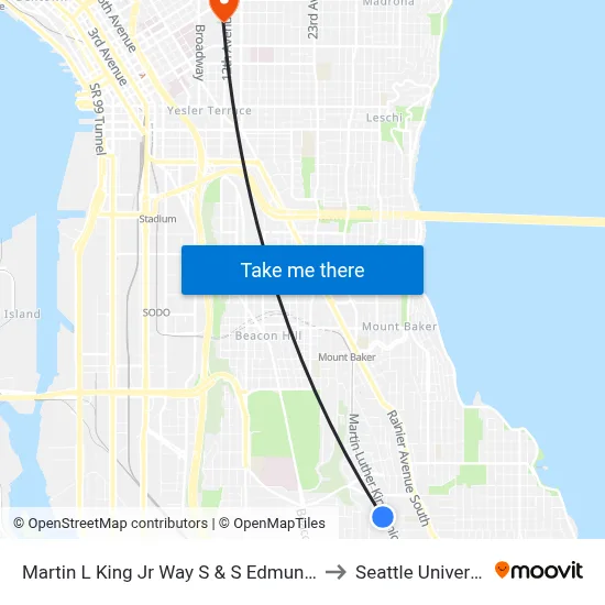 Martin L King Jr Way S & S Edmunds St to Seattle University map