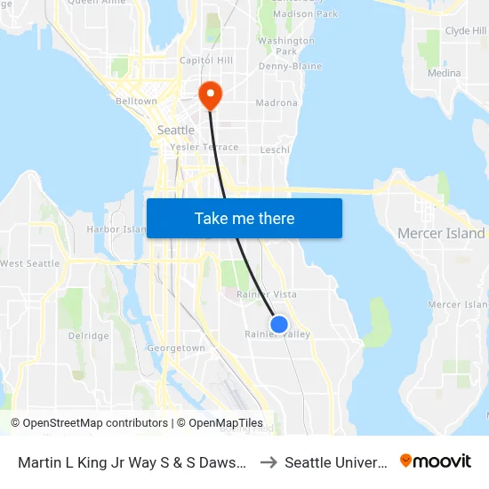 Martin L King Jr Way S & S Dawson St to Seattle University map
