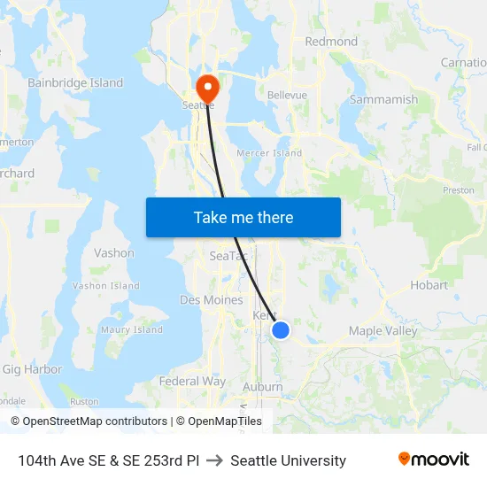 104th Ave SE & SE 253rd Pl to Seattle University map