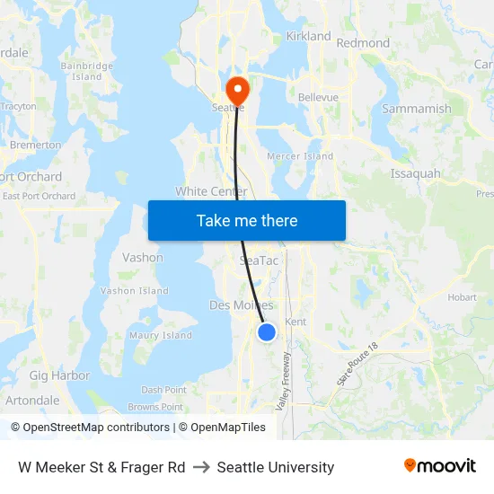 W Meeker St & Frager Rd to Seattle University map