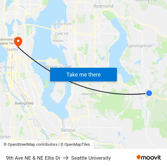 9th Ave NE & NE Ellis Dr to Seattle University map