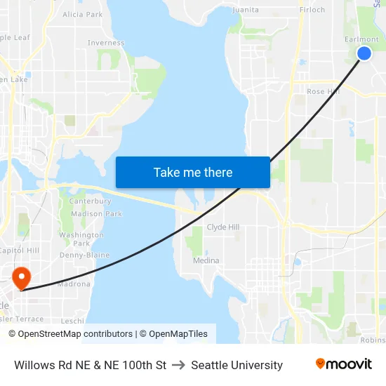 Willows Rd NE & NE 100th St to Seattle University map