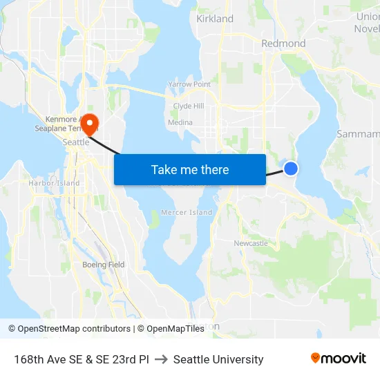 168th Ave SE & SE 23rd Pl to Seattle University map