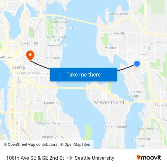 108th Ave SE & SE 2nd St to Seattle University map