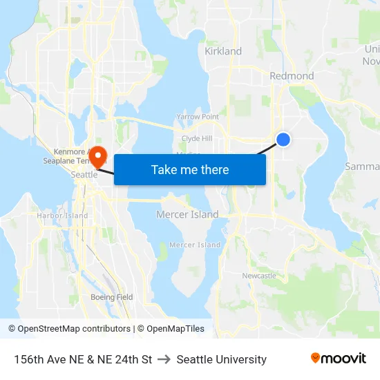 156th Ave NE & NE 24th St to Seattle University map