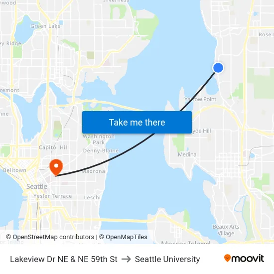 Lakeview Dr NE & NE 59th St to Seattle University map