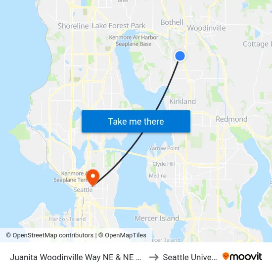 Juanita Woodinville Way NE & NE 145th St to Seattle University map