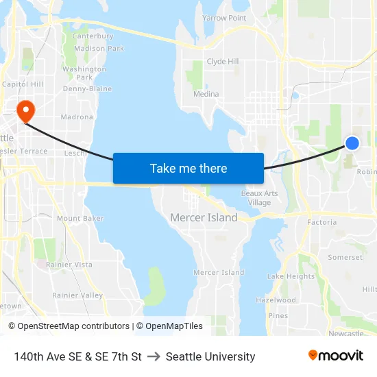 140th Ave SE & SE 7th St to Seattle University map