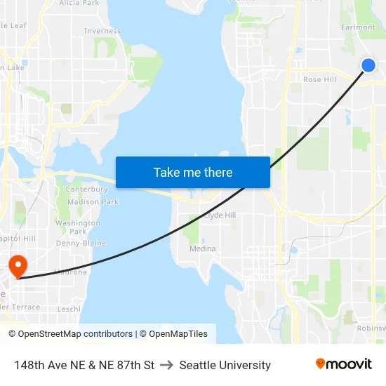 148th Ave NE & NE 87th St to Seattle University map