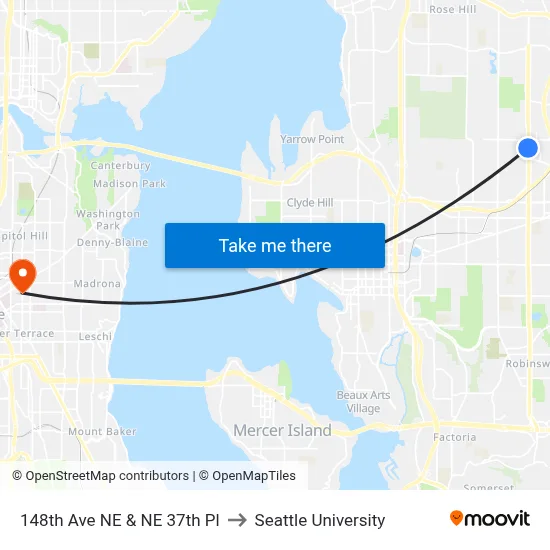 148th Ave NE & NE 37th Pl to Seattle University map