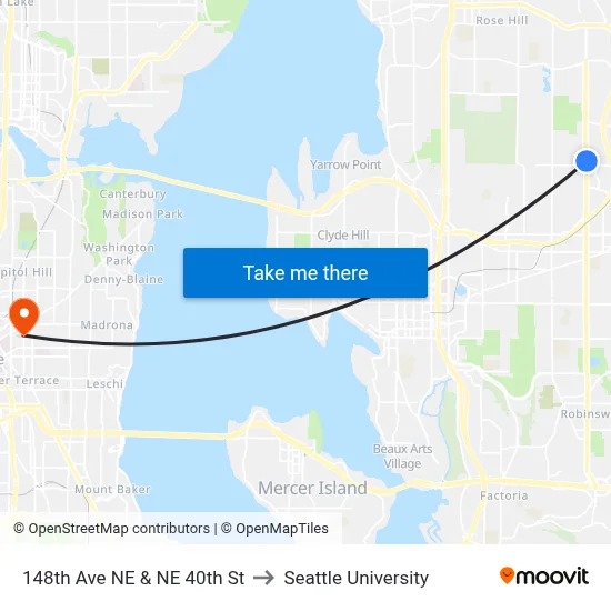 148th Ave NE & NE 40th St to Seattle University map