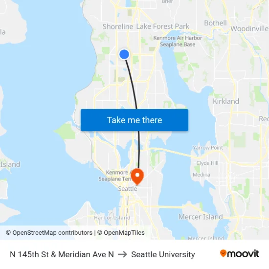 N 145th St & Meridian Ave N to Seattle University map