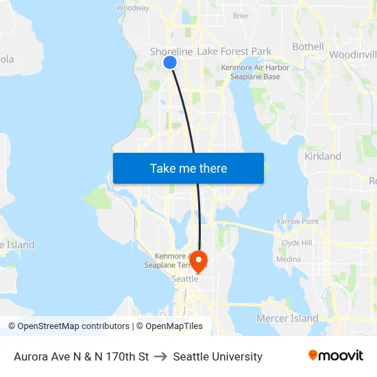 Aurora Ave N & N 170th St to Seattle University map
