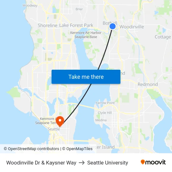 Woodinville Dr & Kaysner Way to Seattle University map