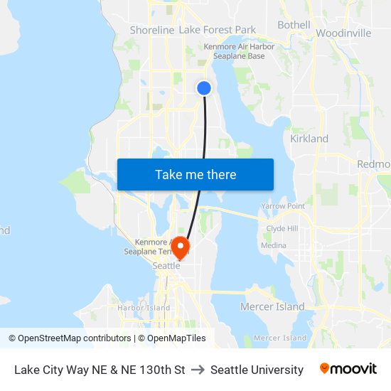 Lake City Way NE & NE 130th St to Seattle University map