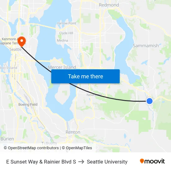 E Sunset Way & Rainier Blvd S to Seattle University map