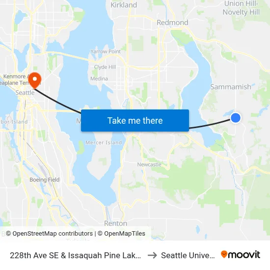 228th Ave SE & Issaquah Pine Lake Rd SE to Seattle University map