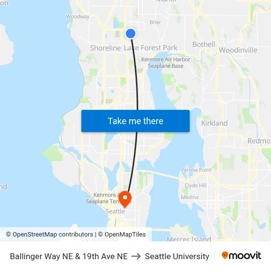 Ballinger Way NE & 19th Ave NE to Seattle University map