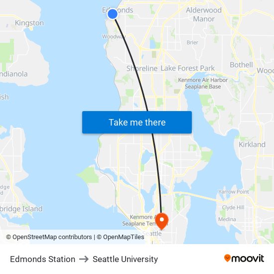Edmonds Station to Seattle University map