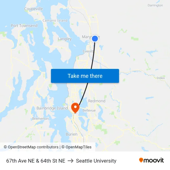 67th Ave NE & 64th St NE to Seattle University map
