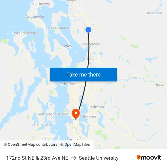 172nd St NE & 23rd Ave NE to Seattle University map