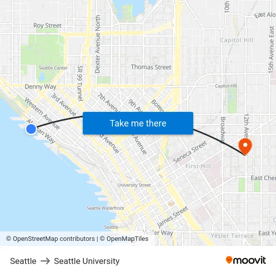 Seattle to Seattle University map