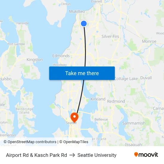 Airport Rd & Kasch Park Rd to Seattle University map