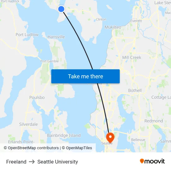 Freeland to Seattle University map