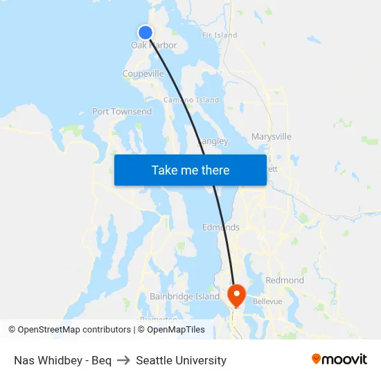 Nas Whidbey - Beq to Seattle University map