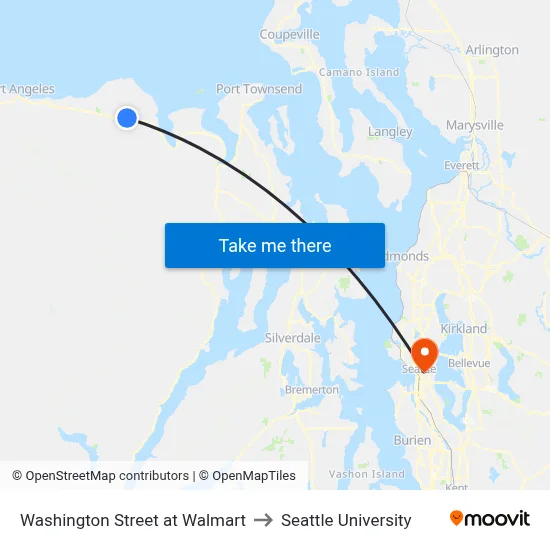 Washington Street at Walmart to Seattle University map
