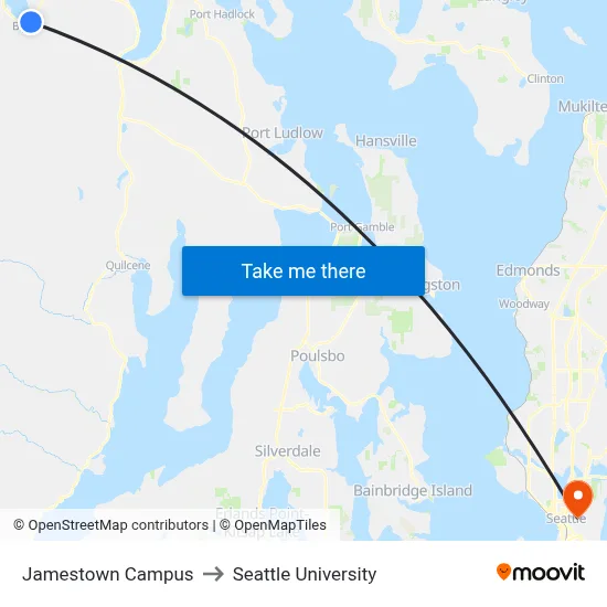 Jamestown Campus to Seattle University map