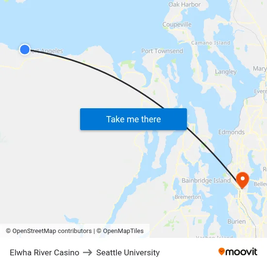 Elwha River Casino to Seattle University map