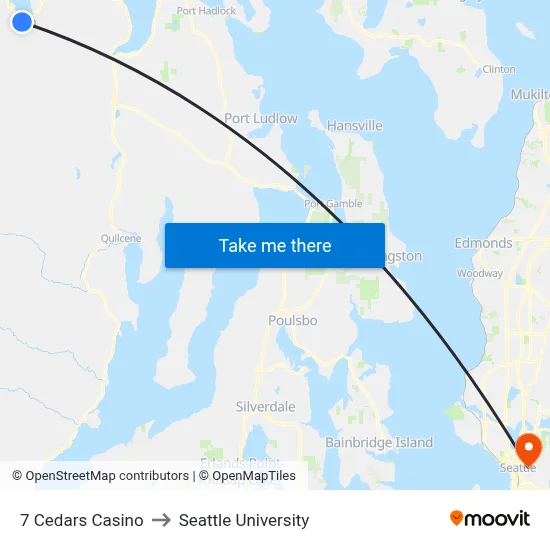 7 Cedars Casino to Seattle University map