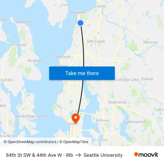 84th St SW & 44th Ave W - Wb to Seattle University map