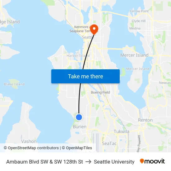 Ambaum Blvd SW & SW 128th St to Seattle University map