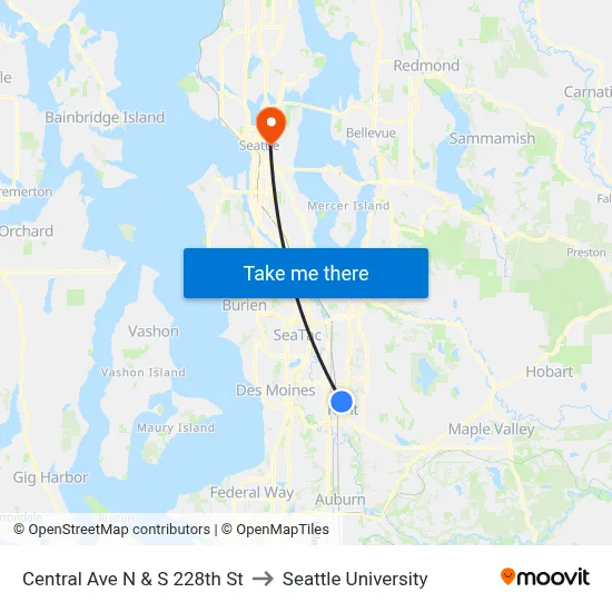 Central Ave N & S 228th St to Seattle University map