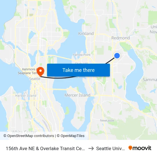 156th Ave NE & Overlake Transit Center - Bay 7 to Seattle University map