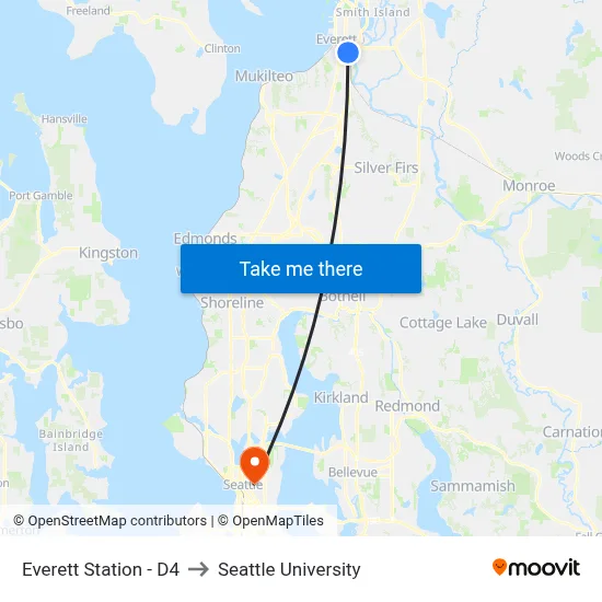 Everett Station - D4 to Seattle University map