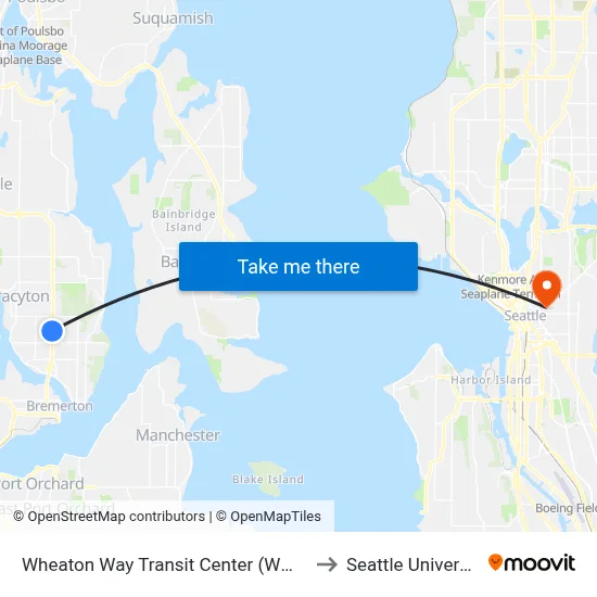 Wheaton Way Transit Center (WWTC) to Seattle University map