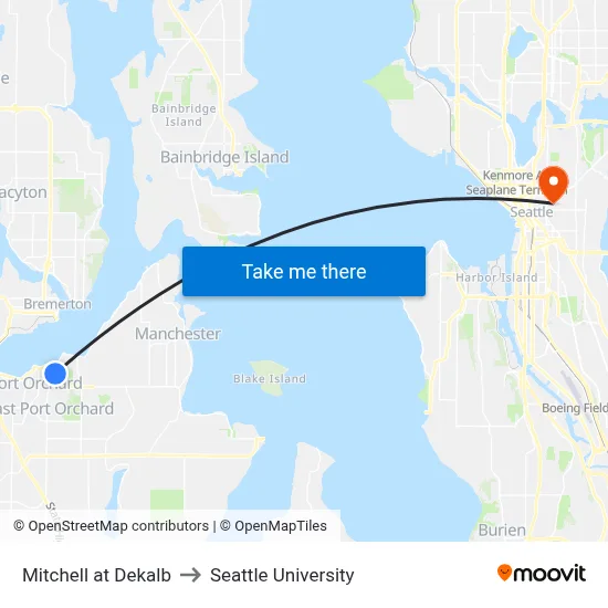 Mitchell at Dekalb to Seattle University map