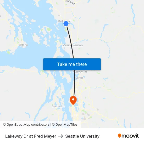 Lakeway Dr at Fred Meyer to Seattle University map